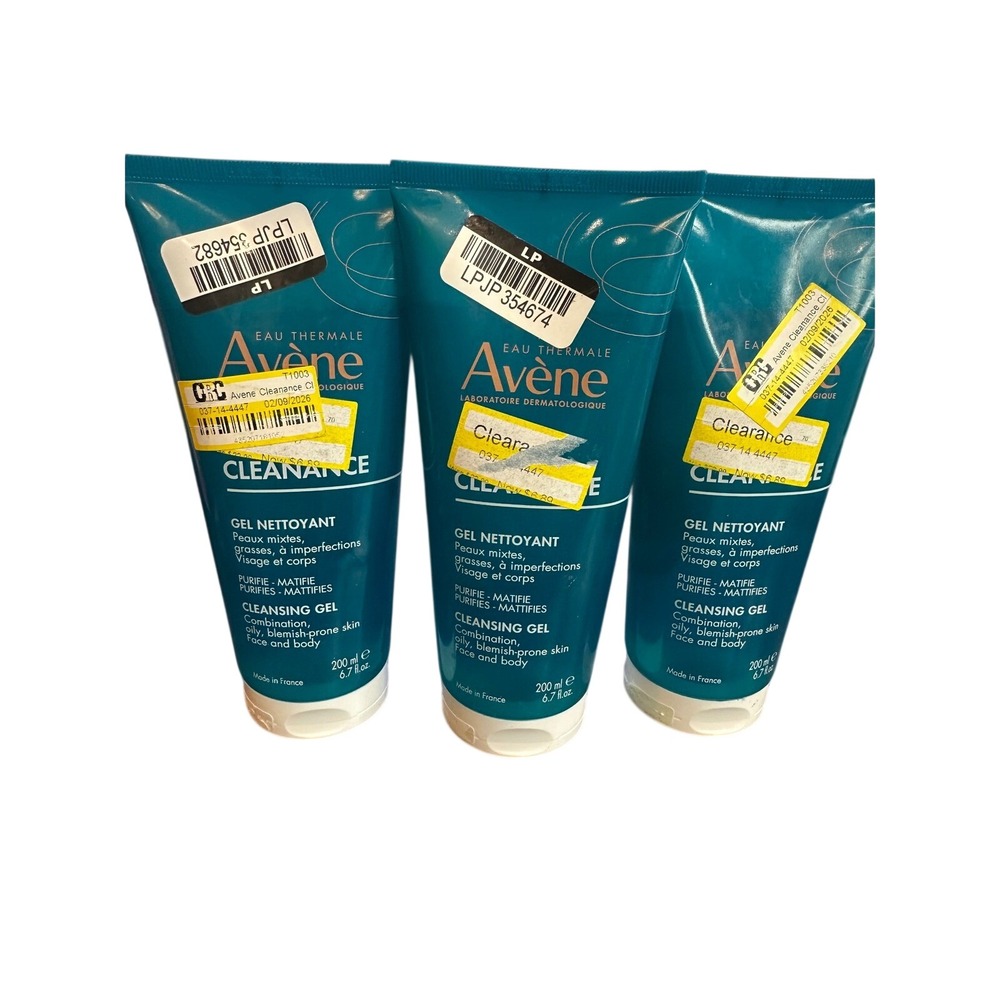 Lot of 3 Avene Cleanance Cleansing Gel 200ml for Oily Blemish Prone Skin